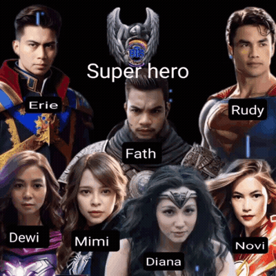 A Group Of Superhero Actors Including Fath Diana And Novi GIF