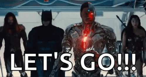 A Group Of Superheros Are Standing Next To Each Other With The Words `` Let 'S Go '' . GIF
