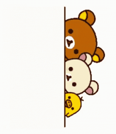 A Group Of Teddy Bears Peeking Over A Wall GIF