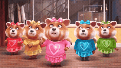 A Group Of Teddy Bears Wearing Hearts On Their Shirts GIF