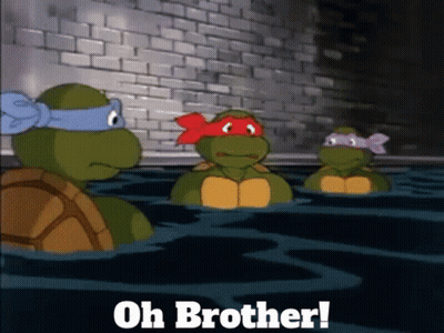 A Group Of Teenage Mutant Ninja Turtles Are Swimming In The Water With The Caption Oh Brother GIF
