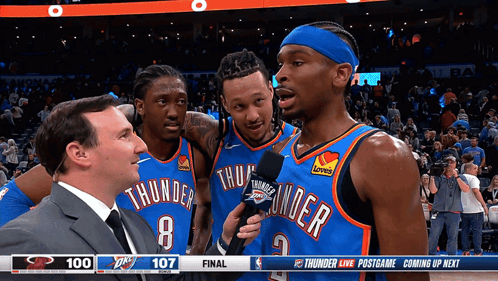 A Group Of Thunder Basketball Players Are Being Interviewed GIF