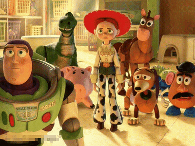 A Group Of Toy Story Characters Including Space Ranger Buzz Lightyear And Mr Potato Head GIF