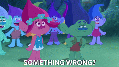 A Group Of Trolls Standing Next To Each Other With Something Wrong Written In The Corner GIF
