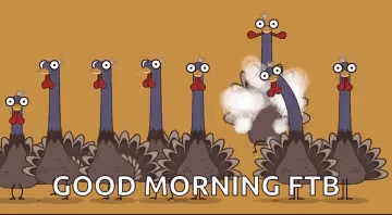 A Group Of Turkeys Are Standing In A Row And Saying Good Morning Ftb . GIF