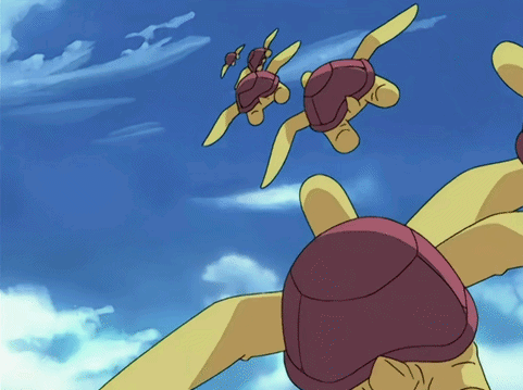 A Group Of Turtles Are Flying Through The Air GIF