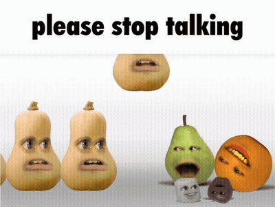 A Group Of Vegetables With Faces On Them And The Words Please Stop Talking Above Them GIF