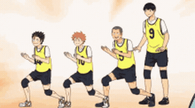 A Group Of Volleyball Players Are Standing Next To Each Other On A Court . GIF