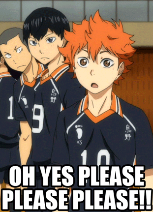 A Group Of Volleyball Players Are Standing Next To Each Other With The Words Oh Yes Please Please GIF