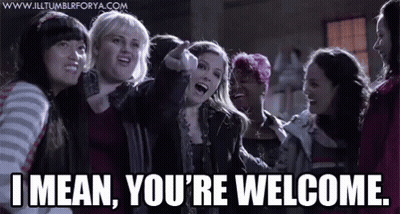 A Group Of Women Are Standing Next To Each Other And One Of Them Is Saying I Mean You 'Re Welcome . GIF