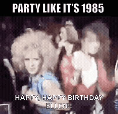A Group Of Women Dancing With The Caption Party Like It 'S 1985 GIF