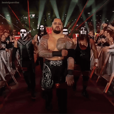 A Group Of Wrestlers Are Standing In A Ring With The Hashtag Bestofguerrillas GIF