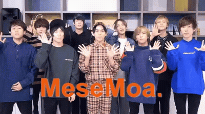 A Group Of Young Men Are Posing For A Picture With The Word Mesemoa On The Bottom Right GIF