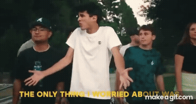 A Group Of Young Men Are Standing In A Line With The Words The Only Thing I Worried About Was Makeagif.com In The Corner GIF
