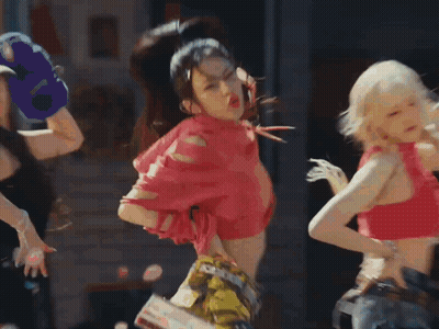 A Group Of Young Women Are Dancing In Front Of A Record Shop GIF