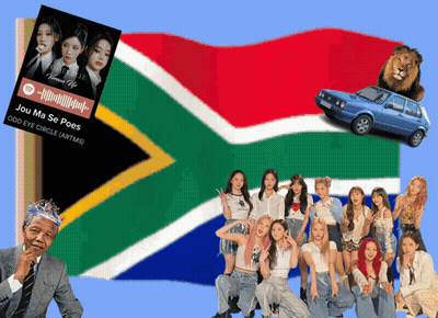 A Group Of Young Women Are Posing In Front Of A Flag GIF