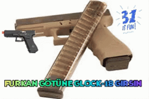 A Gun With A Magazine That Says Furkan Gotune Glock 18 Girsin On It GIF