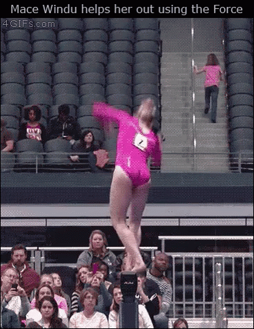 A Gymnast In A Pink Leotard With The Number 7 On Her Back GIF
