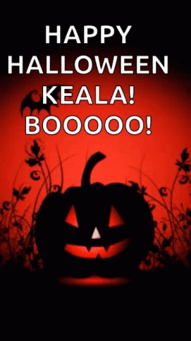 A Halloween Greeting With A Pumpkin And The Words Happy Halloween Keala Boooo GIF
