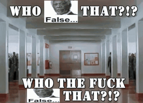 A Hallway With The Words Who That False Who The Fuck That False GIF