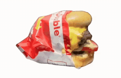 A Hamburger Is Wrapped In A Plastic Bag That Says Dole GIF