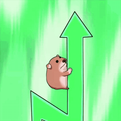A Hamster Climbs Up A Green Arrow GIF