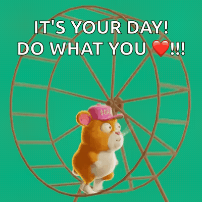 A Hamster Wearing A Pink Hat Is Running On A Ferris Wheel And Says It 'S Your Day GIF