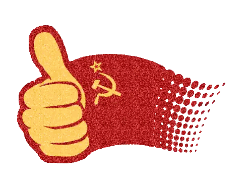A Hand Giving A Thumbs Up With A Hammer And Sickle Sticker