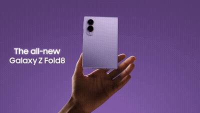 A Hand Holding A Purple Galaxy Z Fold8 GIF