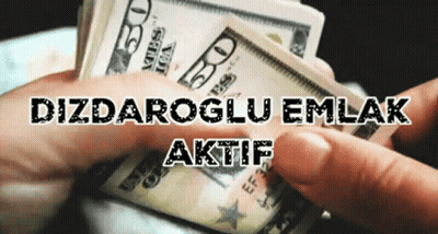 A Hand Holding A Stack Of 50 Dollar Bills With The Words Dizdaroglu Emlak Aktif Above It GIF
