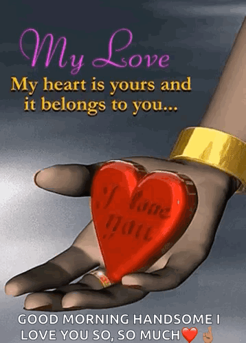 A Hand Is Holding A Heart That Says I Love You On It GIF