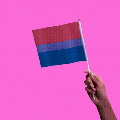 A Hand Is Holding A Small Red And Blue Flag GIF