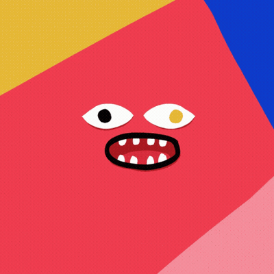 A Hand Is Holding A Zipper Over A Red Face With Eyes GIF