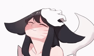 A Hand Is Petting A Girl 'S Head With A Bunny Ear GIF