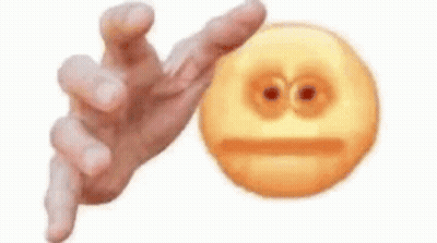 A Hand Is Pointing At A Yellow Smiley Face With A Sad Face . GIF