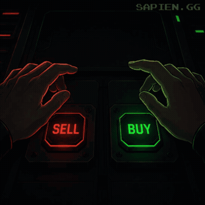 A Hand Is Pressing A Red Sell Button And Another Hand Is Pressing A Green Buy Button GIF