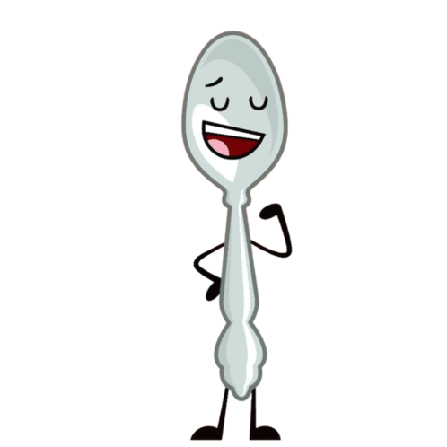 A Hand Is Reaching For A Cartoon Spoon With A Face GIF