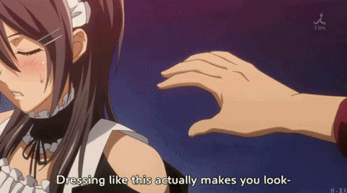 A Hand Is Touching A Girl 'S Face With The Words Dressing Like This Actually Makes You Look GIF