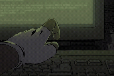 A Hand Is Typing On A Keyboard With A Screen Behind It That Says " Use Make Rules To Set The Environment Variable " GIF