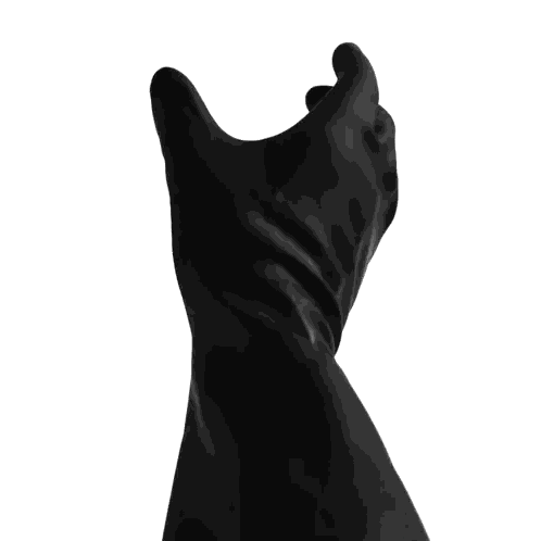 A Hand Wearing A Black Rubber Glove Is Reaching Up Sticker