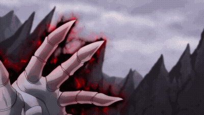 A Hand With Sharp Claws Is Reaching Out Towards A Mountain GIF