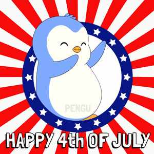 A Happy 4Th Of July Card With A Penguin GIF