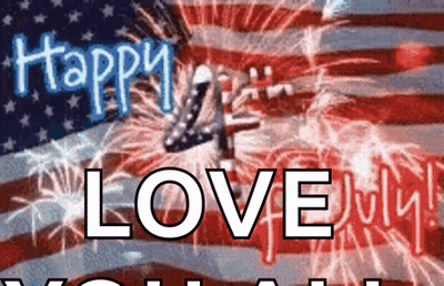 A Happy 4Th Of July Greeting Card With Fireworks Behind It GIF