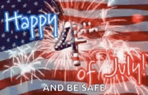 A Happy 4Th Of July Greeting Card With Fireworks In The Background . GIF