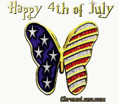 A Happy 4Th Of July Greeting With A Butterfly GIF
