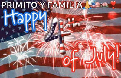 A Happy 4Th Of July Greeting With Fireworks In The Background GIF