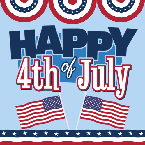 A Happy 4Th Of July Poster With American Flags GIF