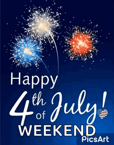 A Happy 4Th Of July Weekend Greeting Card With Fireworks In The Sky GIF