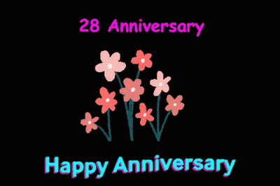 A Happy Anniversary Card With Purple Flowers GIF