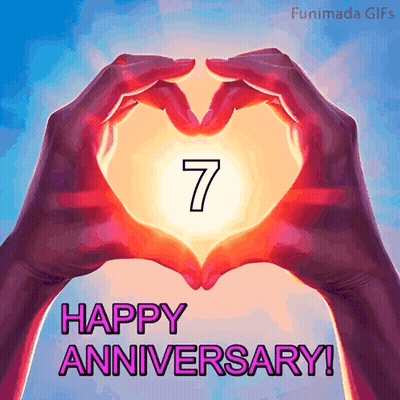 A Happy Anniversary Greeting Card With A Heart Made Of Hands GIF